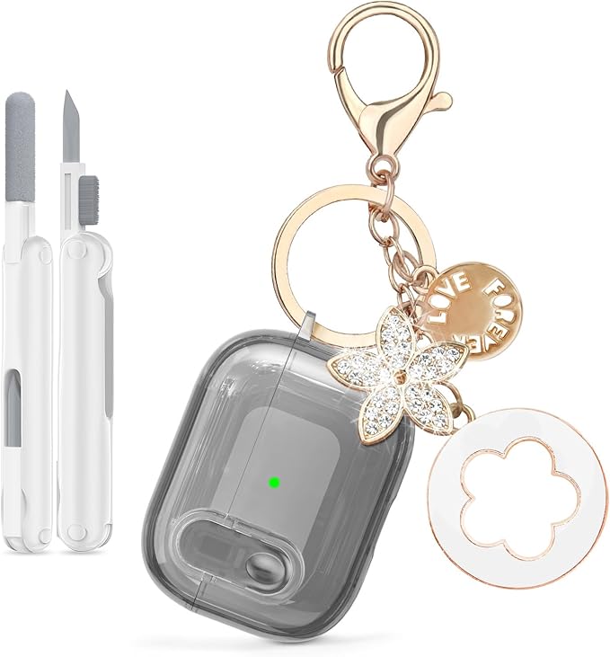 Case for Apple Airpods iPods Pro 3 Cases Cover Clear 2025 Cute Women, VISOOM Cute Air Pods Pro3 Case Clear Transparent Airpods iPods Pro 3rd Gen Protective Cases with Keychain/Lock/Cleaning Kit-Black