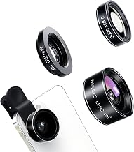 3-in-1 Smartphone Camera Lens Kit – 198° Fisheye, 0.63× Wide-Angle & 15× Macro Clip-On Lens Set for iPhone, Samsung & Android Phones (Black)