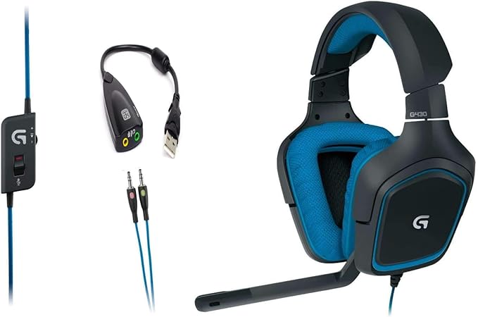 Surround Gaming Headset USB to 3.5mm Jack Stereo Headset Adapter Designed for LogitechGamingHeadsets G430 & G230 (White or Black, Depending on Availability)