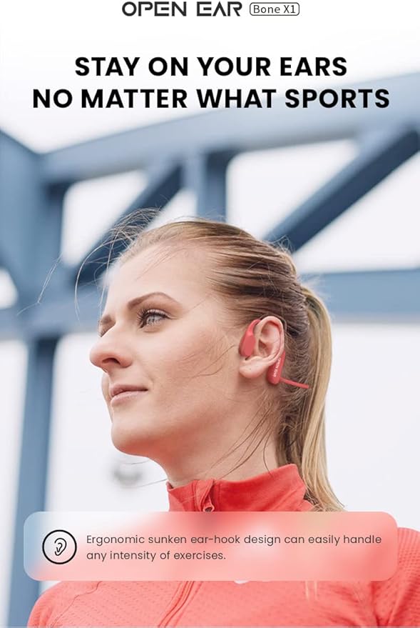 Bone Conduction Headphones, Open Ear Wireless Headphones with Microphone, Bluetooth 5.3, 6 Hours of Use Time, IPX5 and Sweat Resistant Sports Headphones for Outdoor, Workout, Cycling (Black)