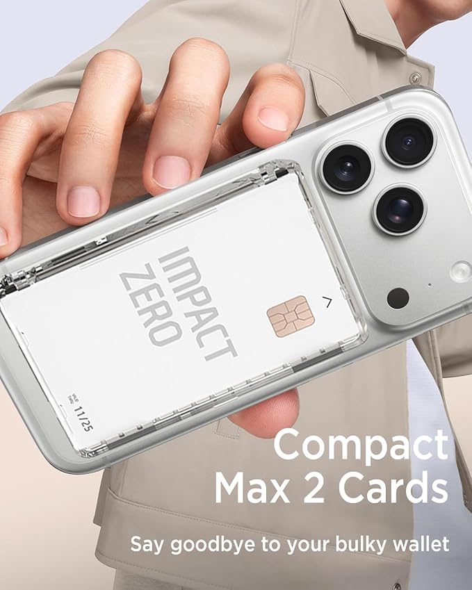 Miimall Magnetic Wallet for iPhone 17/16/15/14 Series, [2-Card] Mag Safe Card Holder Secure Flip Cover, Minimalist Hard PC Durable Pixelsnap Magnet Phone Wallet for Pixel 10 Pro/XL/Fold Crystal Clear