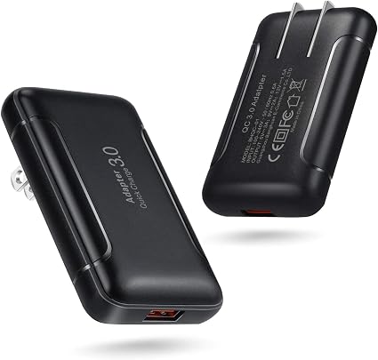 Eversame Ultra Slim Flat Portable USB Wall Charger Plug, 2 Pack Black