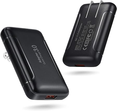 Eversame Ultra Slim Flat Portable USB Wall Charger Plug, 2 Pack Black