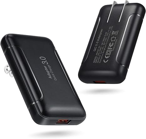 Eversame Ultra Slim Flat Portable USB Wall Charger Plug, 2 Pack Black