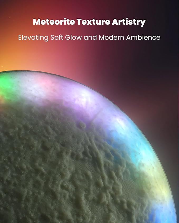 Nobiggie Meteorite Texture RGB Ambient Lighting Lamp, Artistic LED Mood Light with 85 Color Changing Modes, Soft Glow for Bedroom, Living Room, or Cozy Modern Home Decor (White, Small)