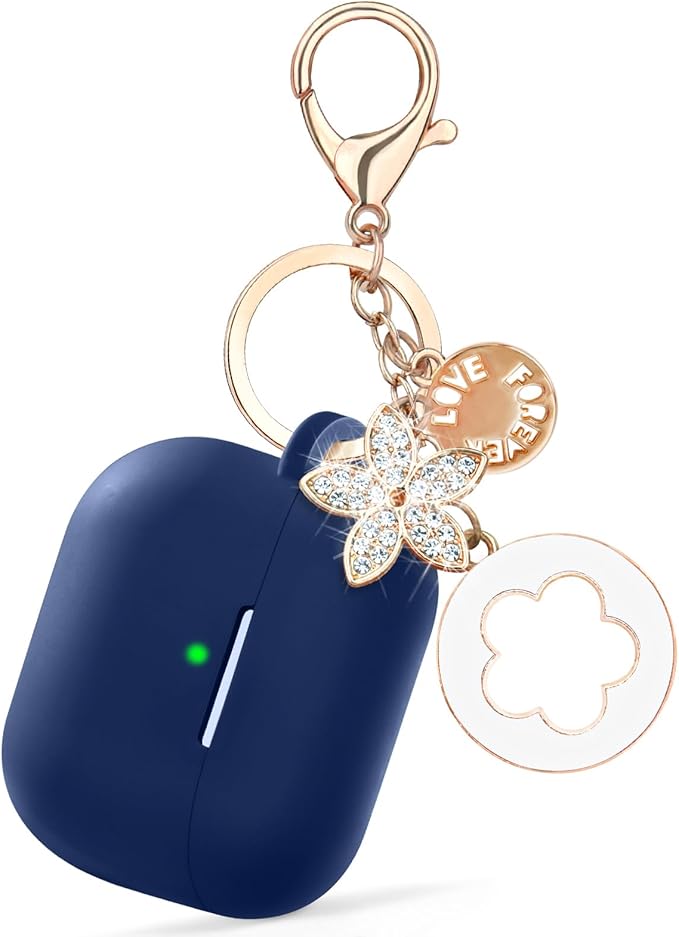 Case Compatible With Apple Airpods 4 - VISOOM Airpods 4 Cases 2024 Cover Women Anti-Drop Silicone iPods 4 Earbuds Wireless Accessorie Charging Cases Girl Bling Keychain for Airpod Ipods 4th Generation