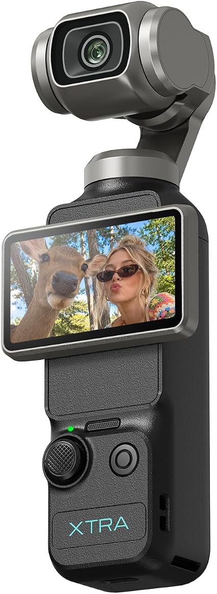 Xtra Muse, Vlogging Camera with 1'' CMOS & 4K/120fps Videos, Pocket Camera with 3-Axis Gimbal Stabilizer, Fast Focusing, Face/Object Tracking, Digital Video Camera for Photography, Digital Camera