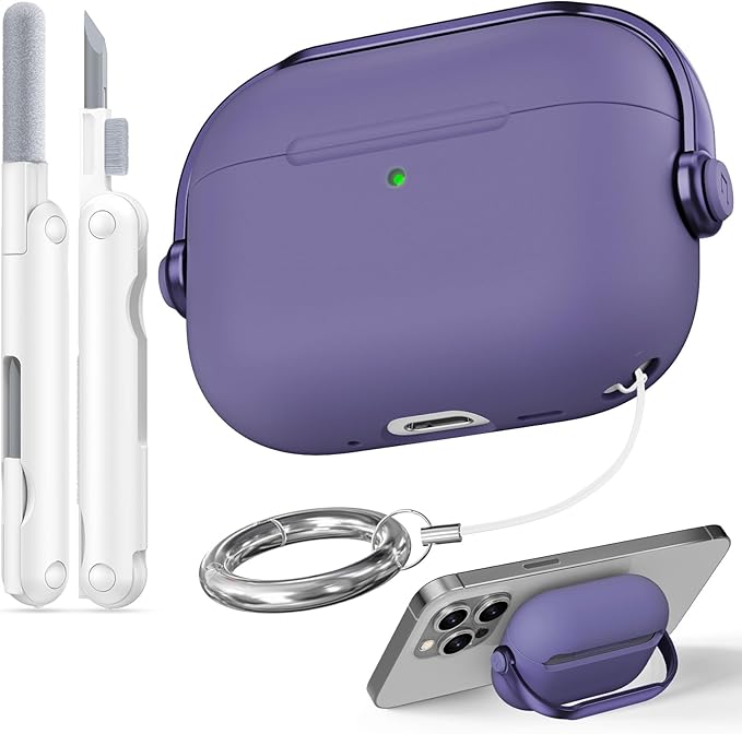 for Airpods Pro 3 Case,Safety Lock Cases for Apple Airpod Pro 3 (2025) with Cleaner Kit, Drop Protection Air pods Pro3 Case Cover for Men for Women with Keychain,Charm Purple