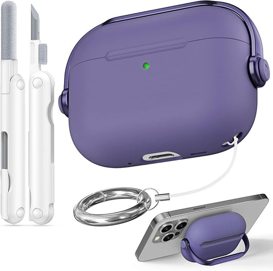 for Airpods Pro 3 Case,Safety Lock Cases for Apple Airpod Pro 3 (2025) with Cleaner Kit, Drop Protection Air pods Pro3 Case Cover for Men for Women with Keychain,Charm Purple