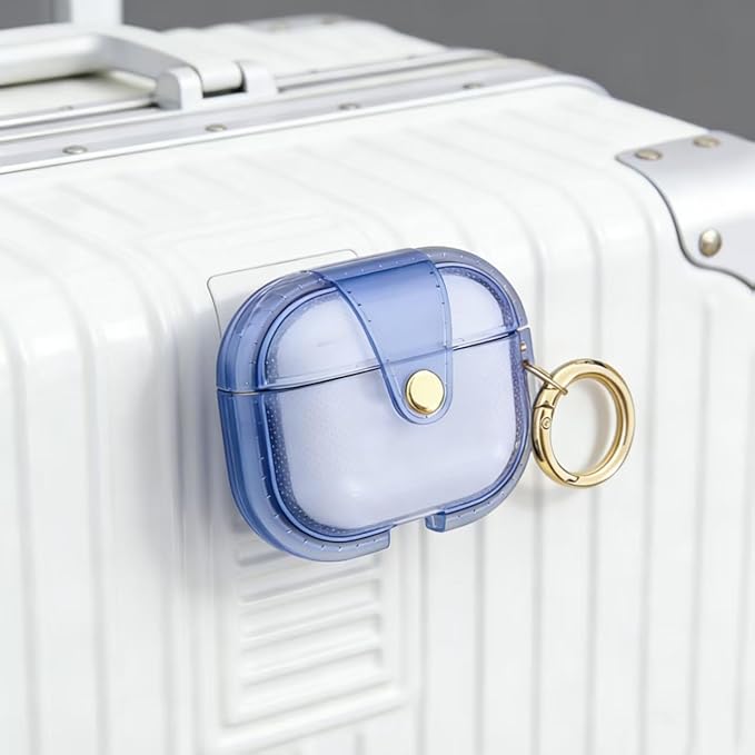 for AirPods Pro 3 Case 2025 with Lock Clear Cases,Soft TPU Cover for Airpods Pro 3rd Case for Air pod Pro 3 Cover with Keychain for Airpods Pro 3 Gen for Women Girls (Blue)