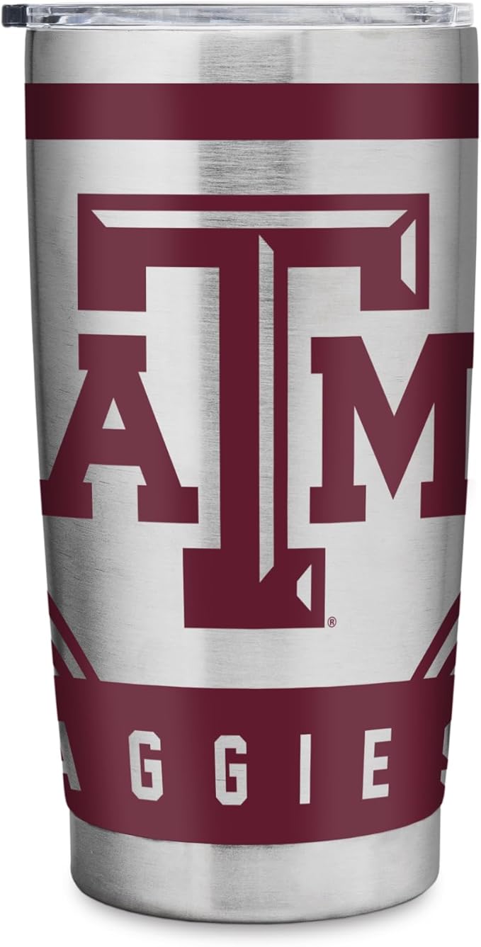 Rico Industries NCAA 20oz Stainless Steel Tumbler with Lid - Great For Coffee, Tea, Water or Cocktails
