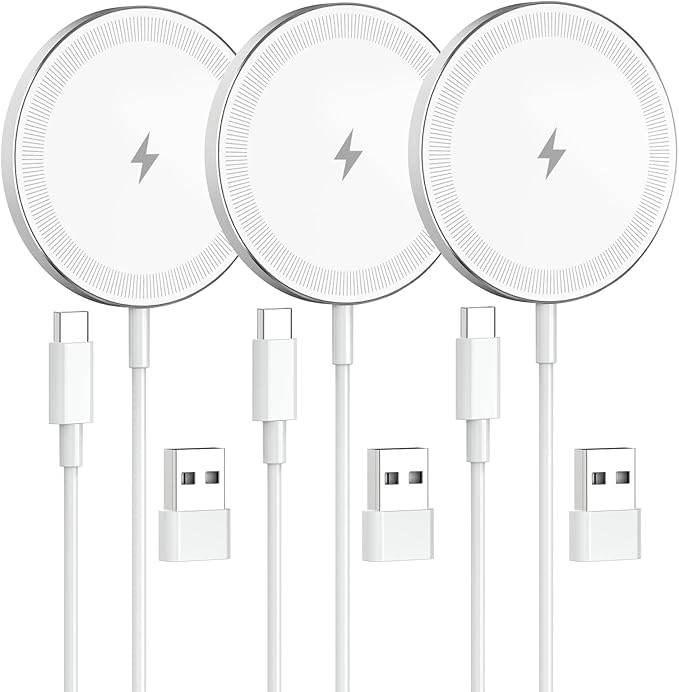 3Pack Magnetic Wireless Charger Pad: 15W Fast Qi Slim Portable Charging Pad for iPhone 17/17 Pro/17 Pro Max/Air/16 15 14 13 12 Pro Max Plus mini - AirPods 4 3 2 Pro 3 - Strong Magnet & Case-Friendly