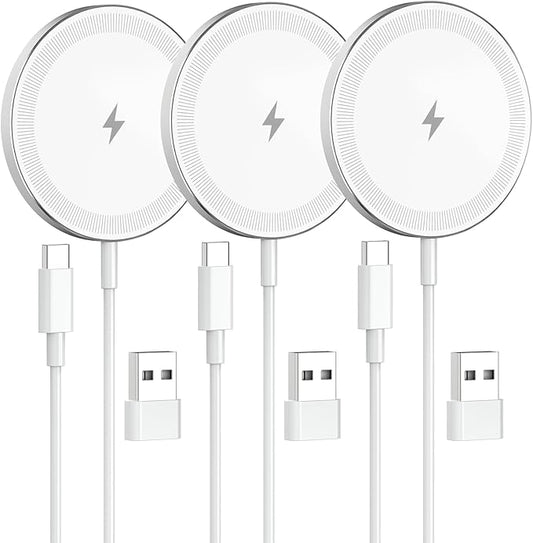 3Pack Magnetic Wireless Charger Pad: 15W Fast Qi Slim Portable Charging Pad for iPhone 17/17 Pro/17 Pro Max/Air/16 15 14 13 12 Pro Max Plus mini - AirPods 4 3 2 Pro 3 - Strong Magnet & Case-Friendly