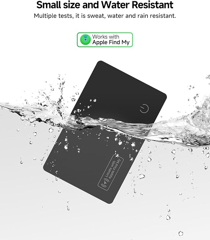 JTD Wallet Tracker Card - 0.07in Ultra-Thin Bluetooth Card Finder, IP68 Waterproof, Works with Apple Find My (iOS Only), Item Locator for Wallet, Passport, Luggage, Backpack