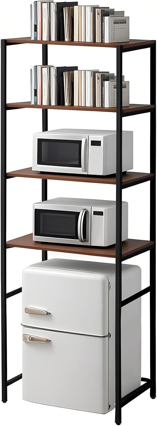 Colingmill 4 Tier Black Mini Fridge Stand with Storage for Dorm, Over Mini Fridge Multipurpose Storage Shelf Rack Standing Organizer for College Rooms Kitchen Pantry, Home, and Offices, Coffee