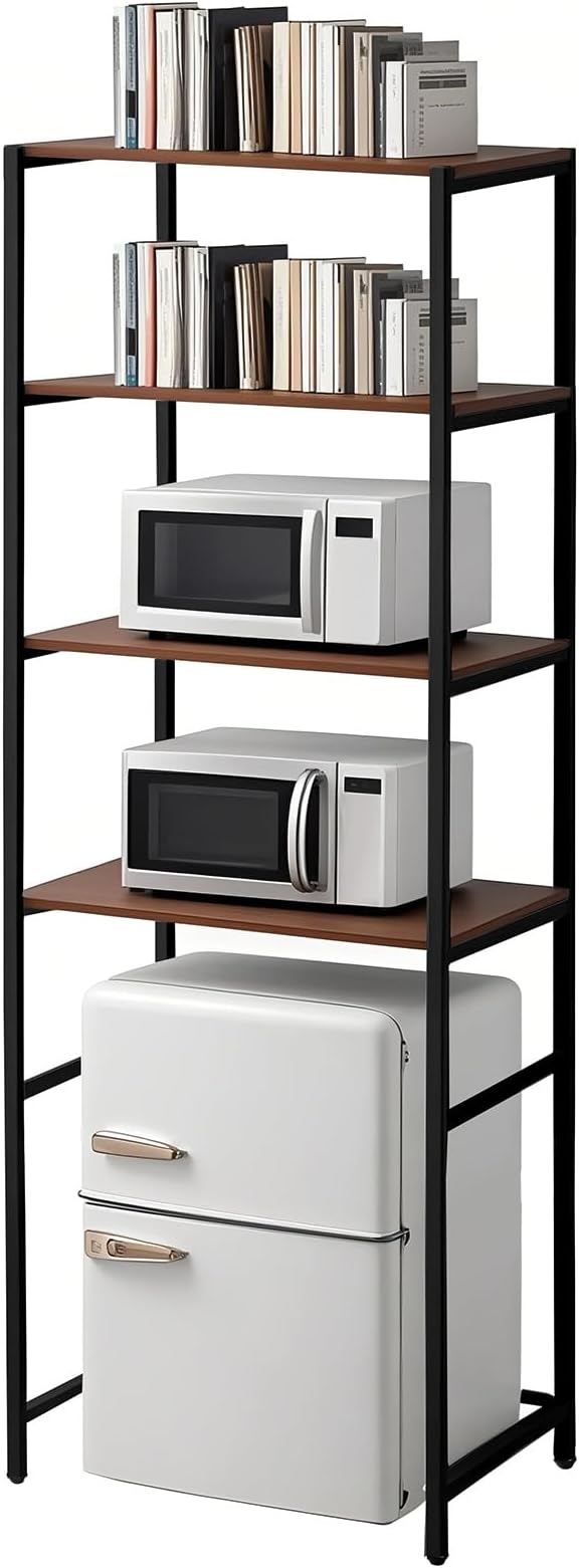 Colingmill 4 Tier Black Mini Fridge Stand with Storage for Dorm, Over Mini Fridge Multipurpose Storage Shelf Rack Standing Organizer for College Rooms Kitchen Pantry, Home, and Offices, Coffee