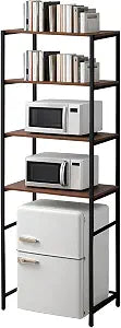 Colingmill 4 Tier Black Mini Fridge Stand with Storage for Dorm, Over Mini Fridge Multipurpose Storage Shelf Rack Standing Organizer for College Rooms Kitchen Pantry, Home, and Offices, Coffee