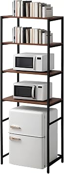 Colingmill 4 Tier Black Mini Fridge Stand with Storage for Dorm, Over Mini Fridge Multipurpose Storage Shelf Rack Standing Organizer for College Rooms Kitchen Pantry, Home, and Offices, Coffee