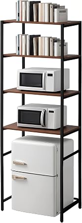 Colingmill 4 Tier Black Mini Fridge Stand with Storage for Dorm, Over Mini Fridge Multipurpose Storage Shelf Rack Standing Organizer for College Rooms Kitchen Pantry, Home, and Offices, Coffee