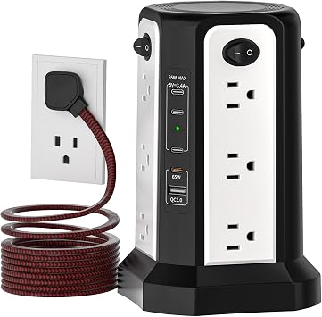 PASSUS PD65W USB C Fast Desktop Power Strip Surge Protector