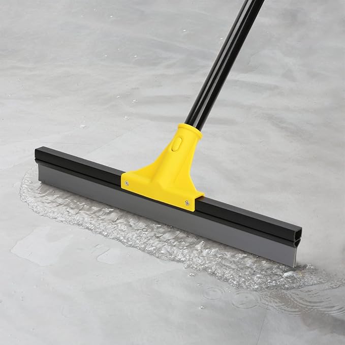 Squeegee Broom for Floor, 18'' Rubber Squeegee with 60'' Long Handle, Shower Squeegee for Shower Glass Door, Rubber Squeegee for Bathroom Tile and Mirror