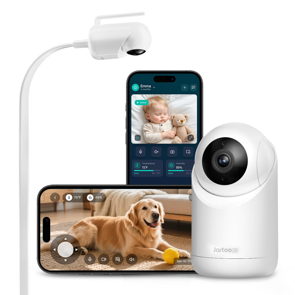 Jartoo 2K Security Indoor Camera & Mount, Work as Ba | Smart Home - Image 1