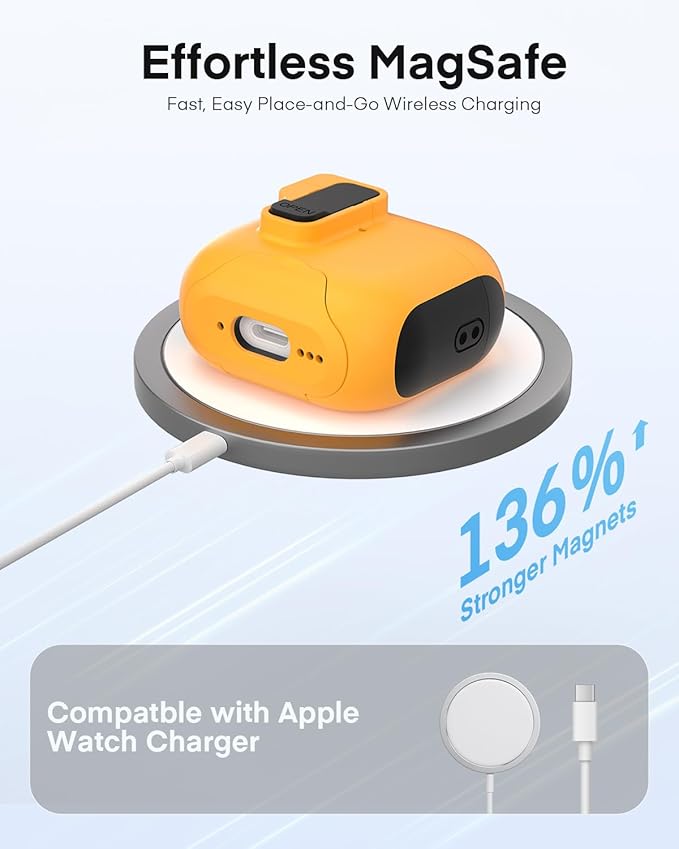 Maxjoy for AirPods 4 Case with Lock, AirPods 4th Generation Case Cover with Cleaner Kit Shockproof AirPod Gen 4 Protective Cases with Keychain Compatible with Apple AirPods4 2024, Yellow