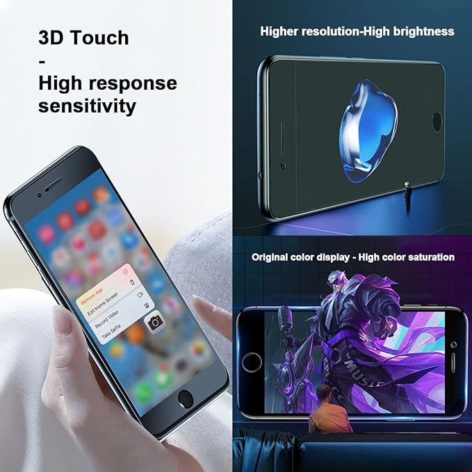 EFAITHFIX for iPhone 7 Plus LCD Screen Replacement Black 5.5 Inch Frame Assembly LCD Display 3D Touch Screen Digitizer with Repair Tools Kit Tempered Glass Screen Protector for A1784, A1785, A1661