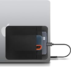 Lacdo Portable External Hard Drive Carrying Case, Hard Drive Holder for Laptop, 2-Pocket Adhesive Pouch Stick on Holder, Fit 2.5" Seagate, WD, Toshiba External HDD, SSD, Cable, Magic Mouse, Black