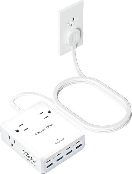 Olcorife 230W USB Power Strip, 4 AC Outlets 8 USB Ports(4 USBC),5 FT Cord