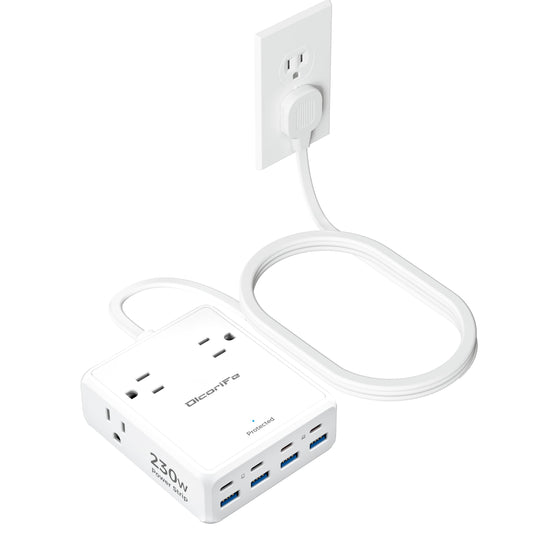 Olcorife 230W USB Power Strip, 4 AC Outlets 8 USB Ports(4 USBC),5 FT Cord