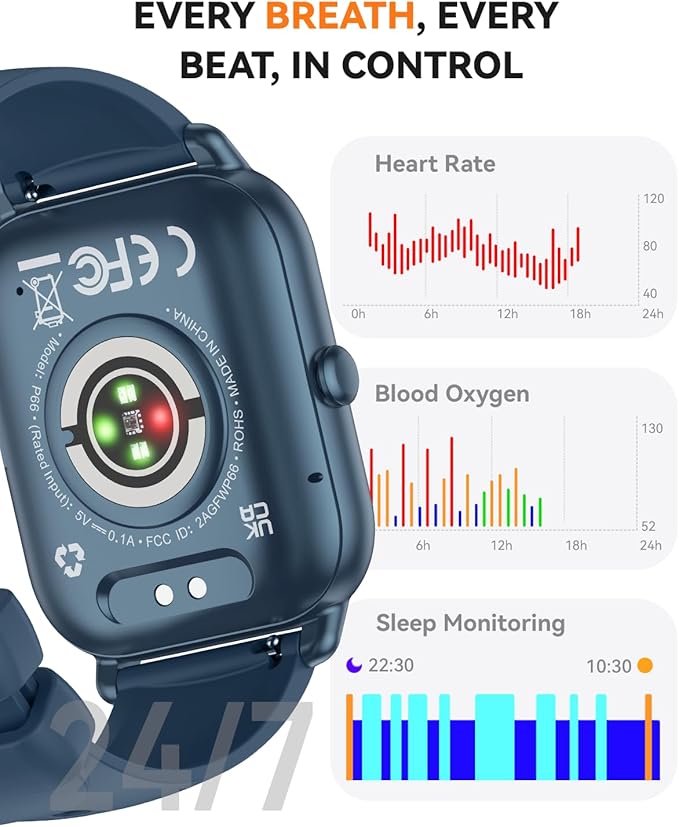 Smart Watches for Women(Answer/Make Call),1.85 inch HD Fitness Tracker Watch with Activity Counter/Sleep Monitor/ 110+ Sports Modes, IP68 Waterproof Smart Watch for Andriod iPhone iOS Compatible,Blue