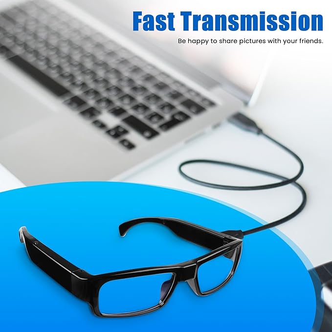 Camera Glasses Video Glasses HD with 64GB Memory Card Recording Glasses Smart Glasses Wearable Eyeglasses for Outdoor Sports