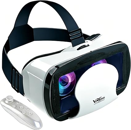 Virtual Reality Headset for Phone with Controller, 3D VR Glasses Adjustable VR Virtual Reality Goggles, Compatible 5.0-7.0 inch for iPhone & Android, for Movies Games(Black