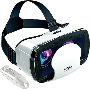 Virtual Reality Headset for Phone with Controller, 3D VR Glasses Adjustable VR Virtual Reality Goggles, Compatible 5.0-7.0 inch for iPhone & Android, for Movies Games(Black