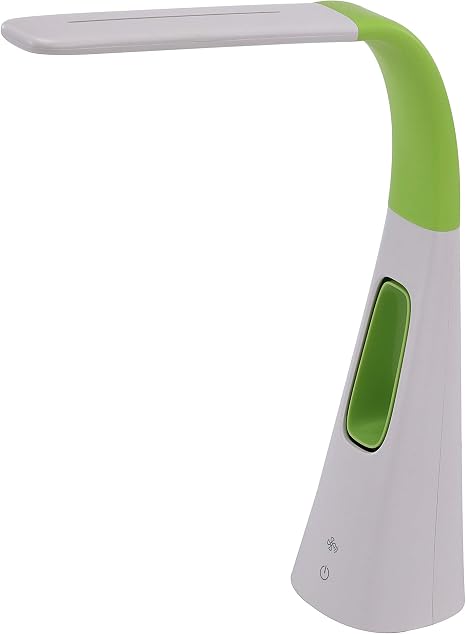 PureOptics LED VLED1603LM Desk Lamp with Bladeless Fan, Dimmable, Adjustable Neck, Lime Green