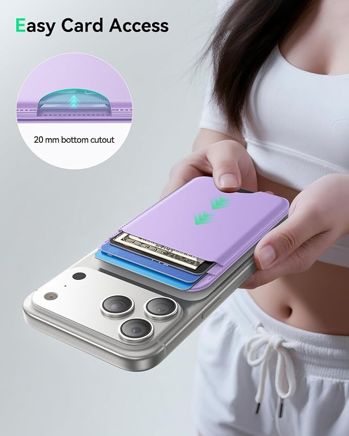 for MagSafe Wallet with Stand, 5 Card Holder, Slim Leather Magnetic Wallet for iPhone 17/16/15/14/13/12 Pro Max Plus Air Series, 3 Card Slots & 1 Cash Slot,Purple