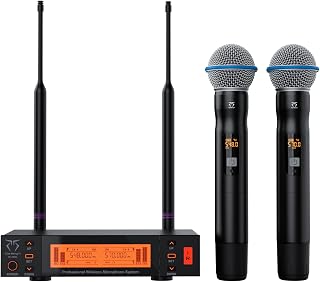 2-Channel Wireless Microphones System, 2 Metal Handheld Dynamic Mic Kit - Image 1