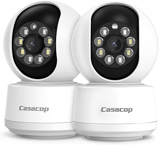 2PCS Smart Security Camera - 2K Home Security Camera, Pan & Tilt 2.4Ghz Indoor, with Person, Vehicle, Animal Detection, Phone App 2-Way Audio, Compatible with Alexa