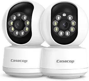 2PCS Smart Security Camera - 2K Home Security Camera, Pan & Tilt 2.4Ghz Indoor, with Person, Vehicle, Animal Detection, Phone App 2-Way Audio, Compatible with Alexa