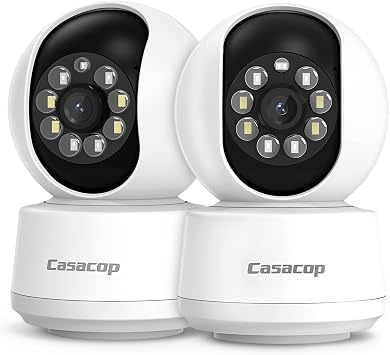 2PCS Smart Security Camera - 2K Home Security Camera, Pan & Tilt 2.4Ghz Indoor, with Person, Vehicle, Animal Detection, Phone App 2-Way Audio, Compatible with Alexa