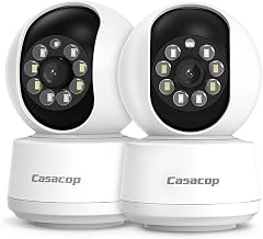 2PCS Smart Security Camera - 2K Home Security Camera, Pan & Tilt 2.4Ghz Indoor, with Person, Vehicle, Animal Detection, Phone App 2-Way Audio, Compatible with Alexa