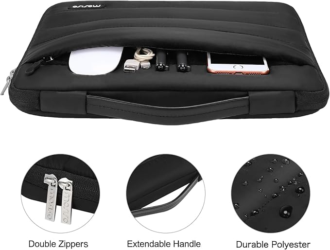 MOSISO Compatible with MacBook Air 13 inch Case M5 2026 M4 2025 M3 M2 2024-2022 A3449 A3240 A3113 A2681, Hard Case&Puffy Bag&Keyboard Cover&Webcam Cover&ScreenFilm for MacBook Air 13.6, Black