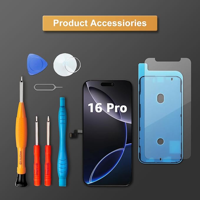LL TRADER Screen Replacement for iPhone 16 Pro max 6.7" LCD Retina FHD Display COF Touch Screen Digitizer with Repair Tool Kits, Waterproof Tape, Screen Protector