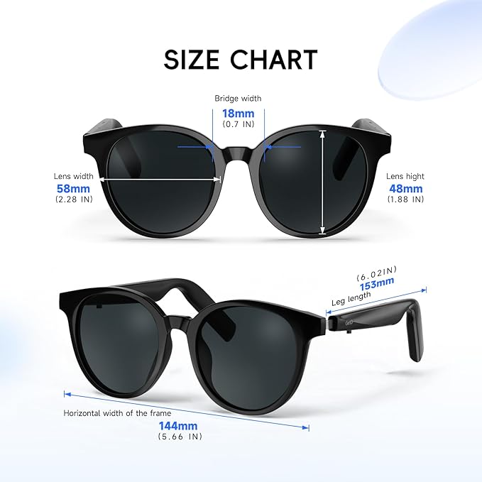 GetD AI Smart Glasses for Men and Women, Low Bridge Fit, 74-Language Real-Time Translator Powered by ChatGPT - Bluetooth 5.4 with 11H Playtime, Polarized Sunglasses for Travel, Driving, Daily Use