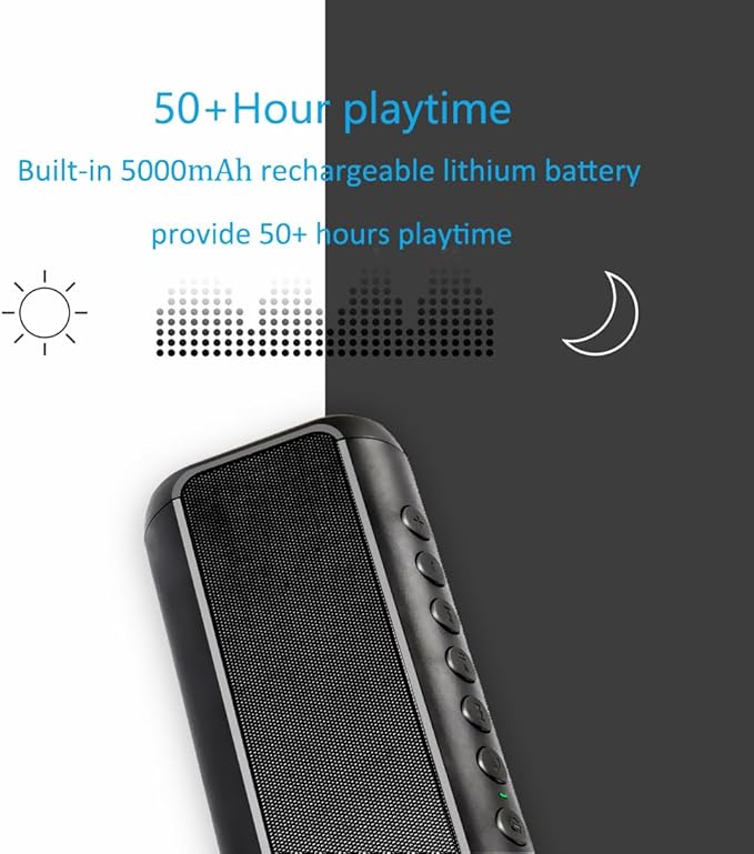 Solar Bluetooth Speaker Portable Wireless, 50H Playtime with HD Stereo Sound,5000mAh Can Charge Cell Phone,BT5.3,Outdoor Waterproof IPX6,TWS Pairing/AUX/TF play for Camping/Beach/Party/travel/Cycling