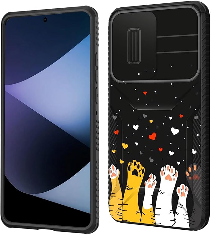 for Galaxy A36 5G/A56 5G Case Built in Slide Camera Lens Cover,Heavy Duty Shockproof Protection Dual Layer Case for Samsung Galaxy A36 5G/A56 5G 6.7" 2025,Cute Cat Paw Heart