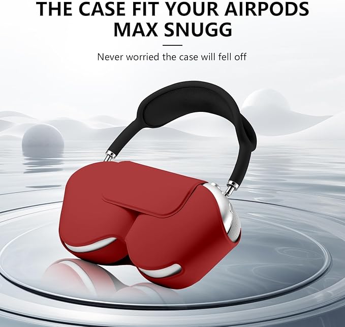 for Apple Airpods Max Case,Headphones Protective Case for AirPod Max Supports Sleep Mode, Anti-Scratch and Anti-Dust,Airpod Pro Max by PU Leather,Red 2