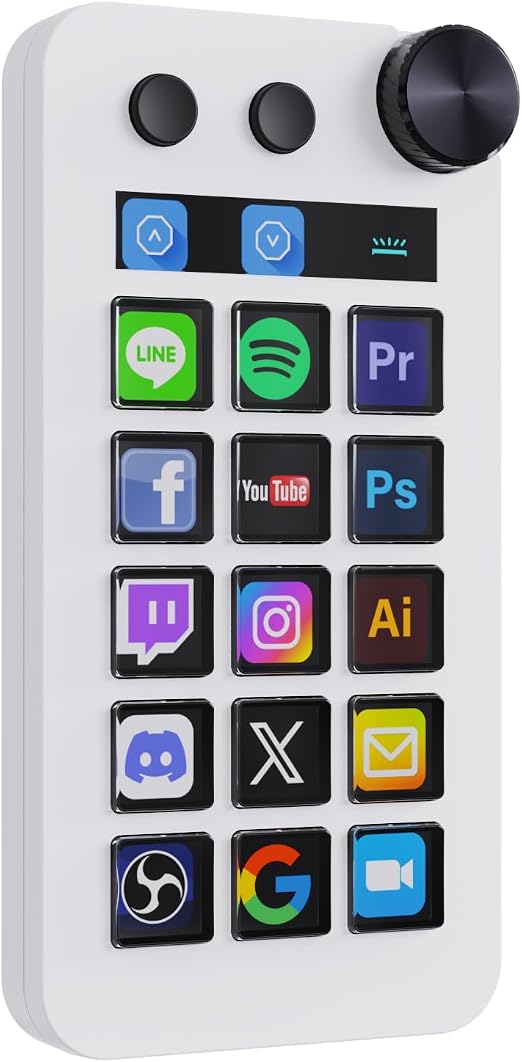 TreasLin VSDinside Macro Keyboard Stream Controller Deck with 18 Customizable Macro Keys support Numberic/Calculator/Stream Controller Mode to Trigger Actions in OBS Twitch YouTube for Content Creators Streamer Compatible with PC & Mac N1 White