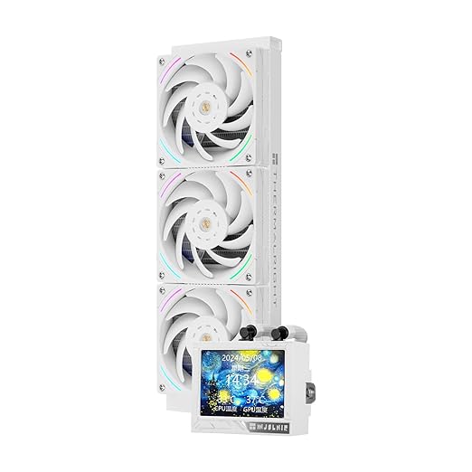 Thermalright Mjolnir Vision 360 ARGB White AIO CPU Liquid Cooler,IPS LCD Screen with 320 * 240 Resolution,for AM4/AM5 and LGA1700/1851,’3.5 inch’Magnet-Absorbent LCD Screen for Images